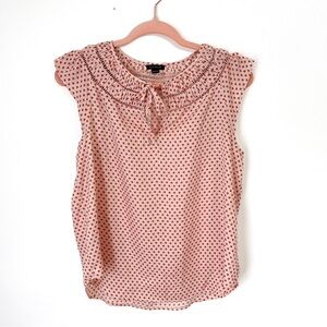 Ann Taylor Pink Ruffled Cap Sleeve Blouse